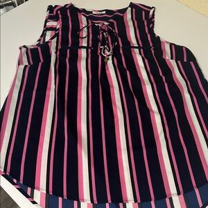 Elegant Striped Pink and Navy Blouse